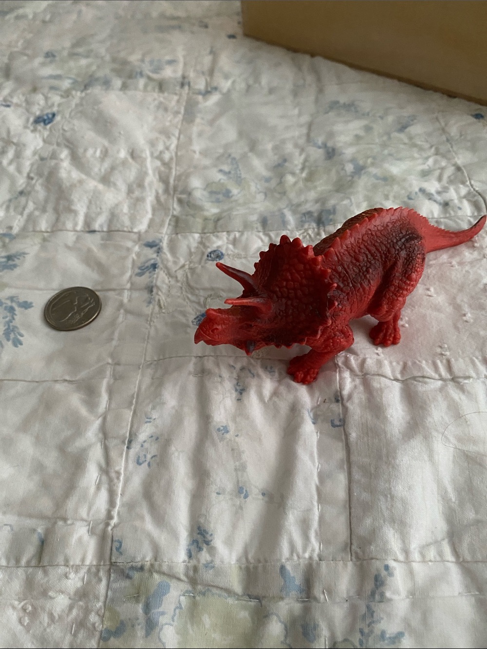 Red Triceratops Reptile Toy Figurine - Unbranded